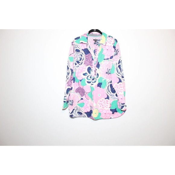 Talbots Floral Popover Textured Lightweight Top Pink Women's Plus Size 2X H14153 - Picture 9 of 12